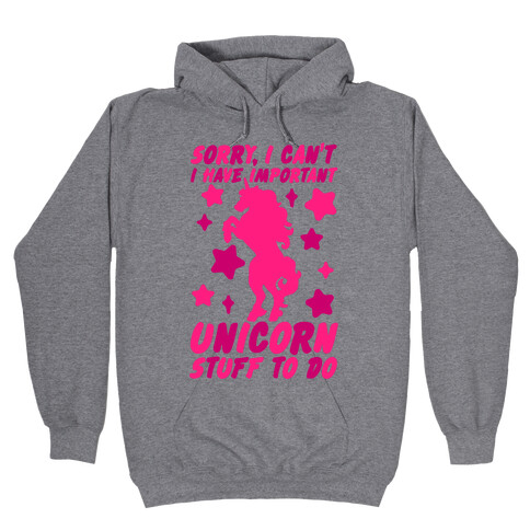 Sorry I Can't I Have Important Unicorn Stuff To Do Hooded Sweatshirt
