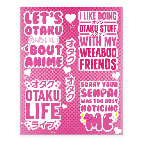 Otaku Weeaboo  Stickers and Decal Sheet