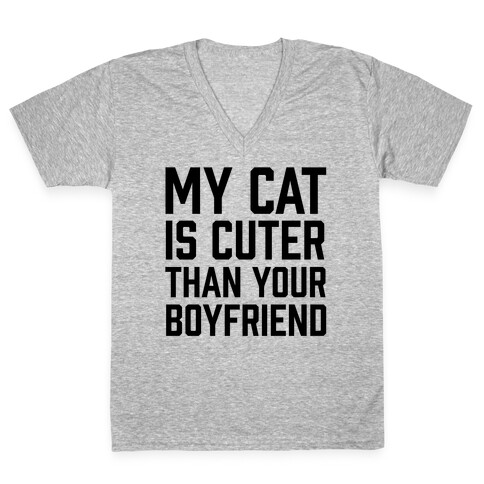 My Cat Is Cuter Than Your Boyfriend V-Neck Tee Shirt