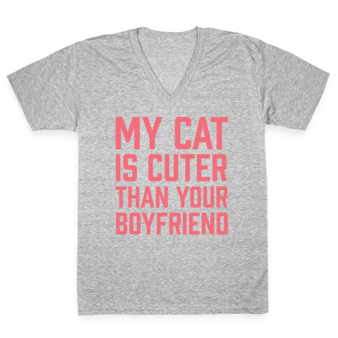 My Cat Is Cuter Than Your Boyfriend V-Neck Tee Shirt