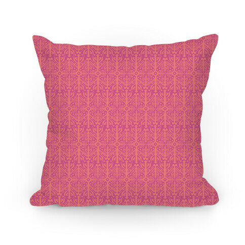 Pink Medieval Pattern Pillow