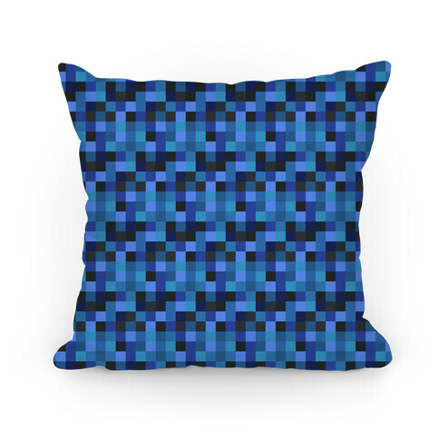 Blue Gamer Pixel Pattern Pillow