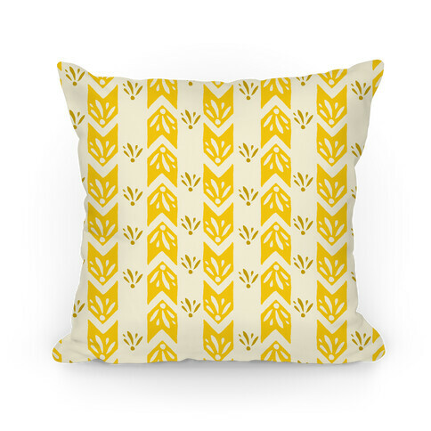 Yellow Floral Chevron Pattern Pillow