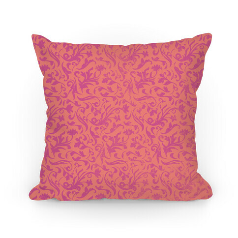 Pink Medieval Flower Pattern Pillow