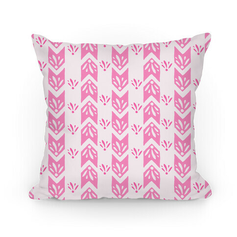 Pink Floral Chevron Pattern Pillow