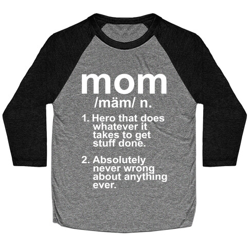 Mom Definition Baseball Tee