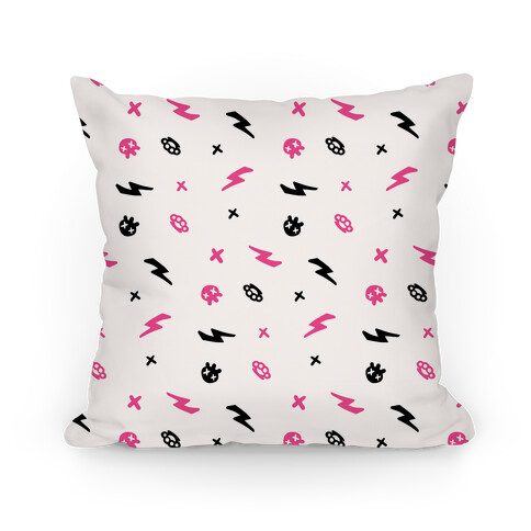 Punk Rock Pattern (White) Pillow