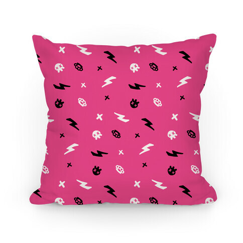 Punk Rock Pattern (Hot Pink) Pillow