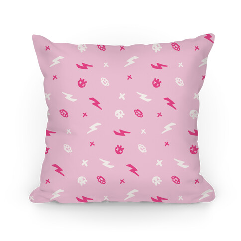 Punk Rock Pattern (Pastel Pink) Pillow