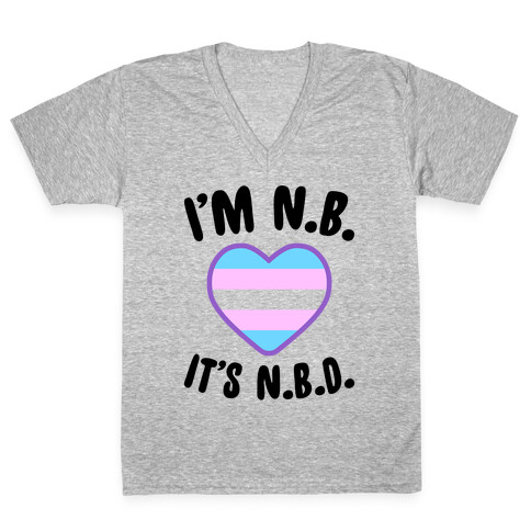 I'm N.B., It's N.B.D. (Transgender Flag) V-Neck Tee Shirt