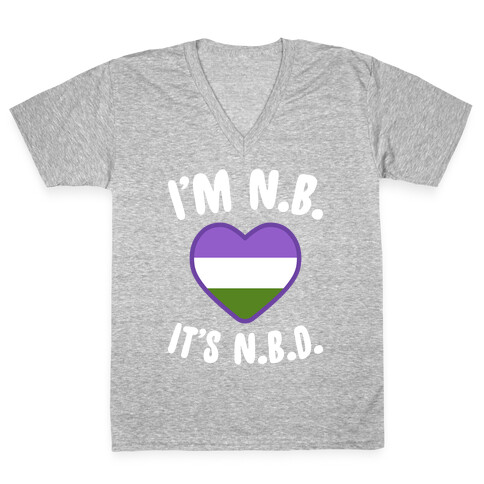 I'm N.B., It's N.B.D. (Genderqueer Flag) V-Neck Tee Shirt