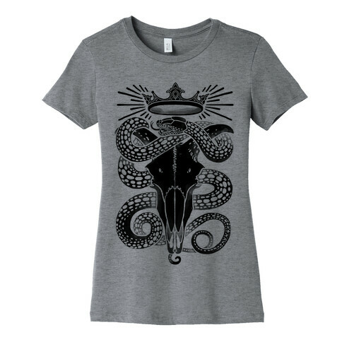 Crowned Serpent Goat Skull Womens T-Shirt