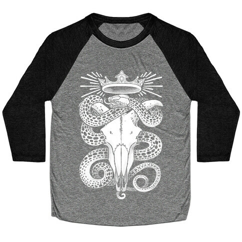 Crowned Serpent Goat Skull Baseball Tee