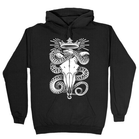 Crowned Serpent Goat Skull Hooded Sweatshirt