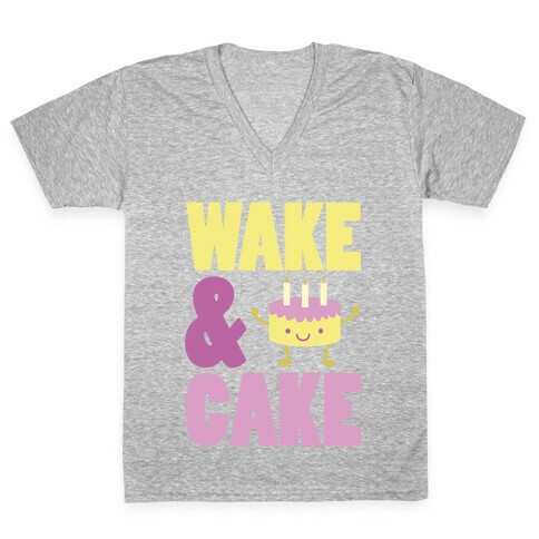 Wake and Cake V-Neck Tee Shirt