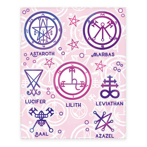 Pastel Goth Demon Sigil  Stickers and Decal Sheet