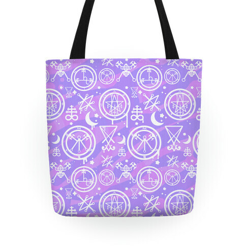 Pastel Goth Demon Sigil Pattern Tote