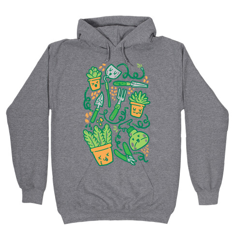 Kawaii Plants and Gardening Tools Hooded Sweatshirt