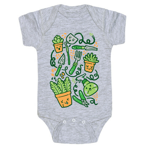 Kawaii Plants and Gardening Tools Baby One-Piece