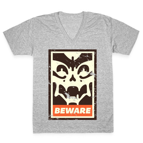 Beware (distressed) V-Neck Tee Shirt