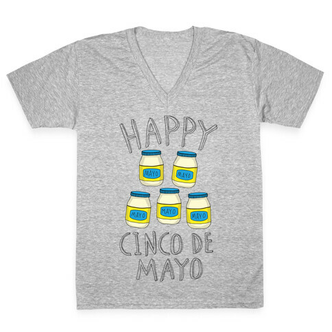 Happy Cinco De Mayo (Mayo Jars) V-Neck Tee Shirt
