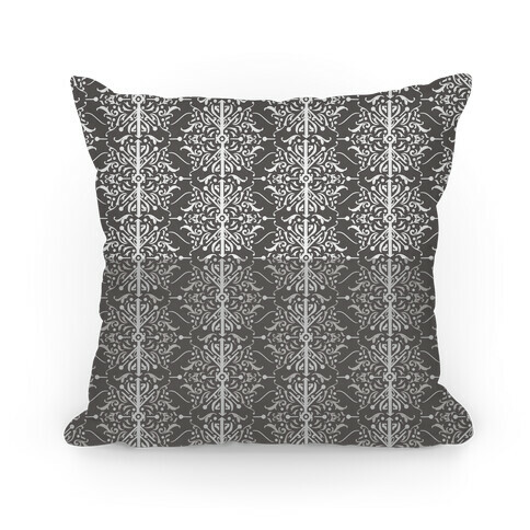 Gray and White Medieval Ombre Pattern Pillow
