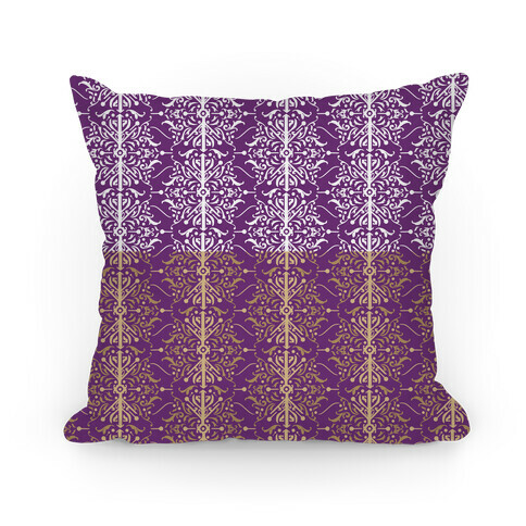Purple and Gold Medieval Ombre Pattern Pillow