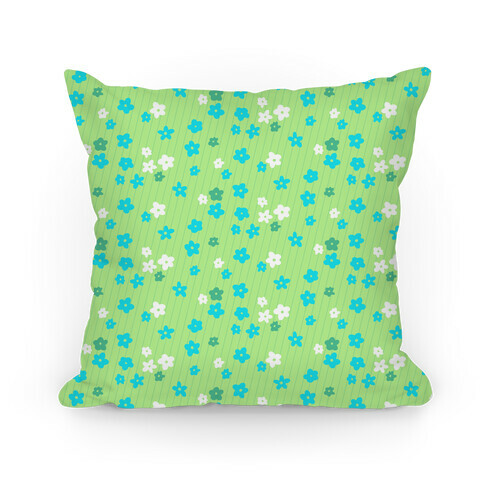 Little Floral Meadow Pattern (Lime Green) Pillow