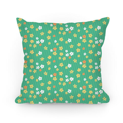 Little Floral Meadow Pattern (Green) Pillow