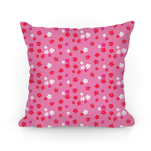 Little Floral Meadow Pattern (Pink) Pillow