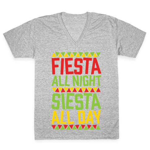 Fiesta All Night Siesta All Day V-Neck Tee Shirt