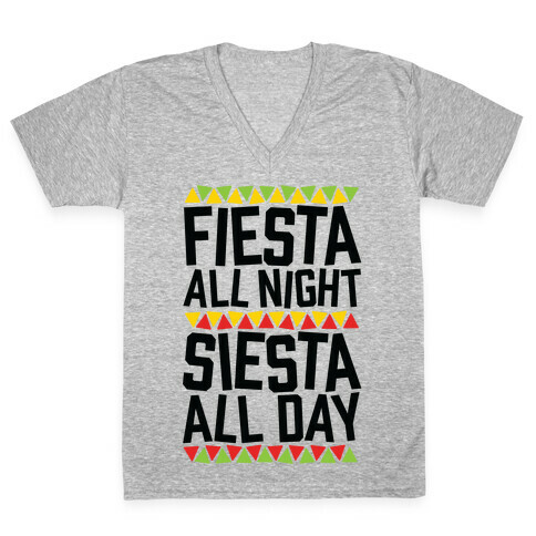 Fiesta All Night Siesta All Day V-Neck Tee Shirt