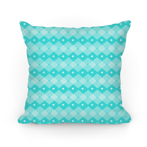 Teal Checkered Pattern Pillow