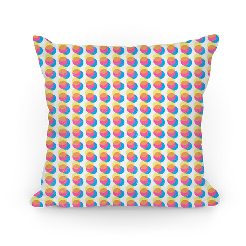 Cyan Magenta Yellow Polka Dot Pattern Pillow