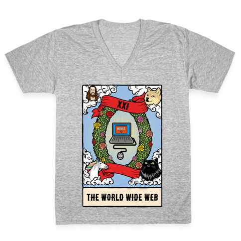 The World (Wide Web) Tarot Card V-Neck Tee Shirt