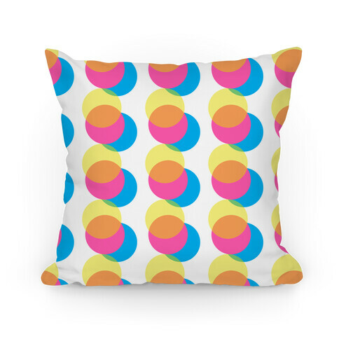 Cyan Magenta Yellow Big Polka Dot Pattern Pillow