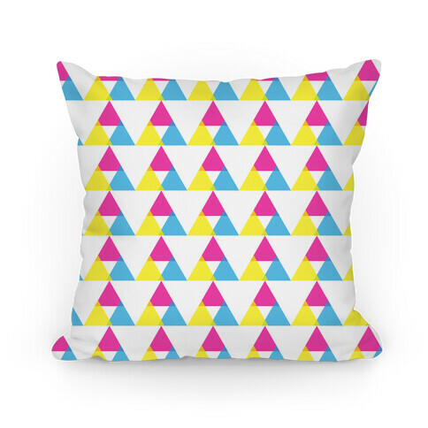 Cyan Magenta Yellow Triangle Pattern Pillow