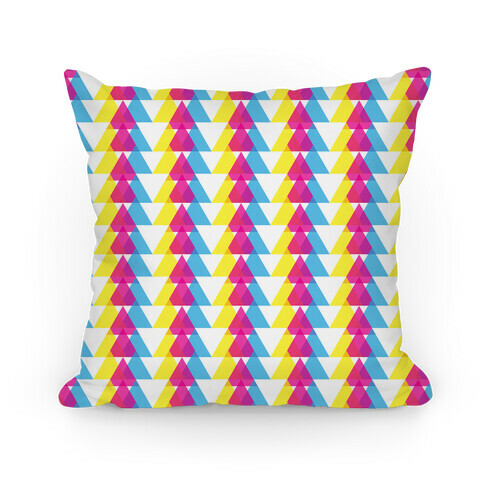 Cyan Magenta Yellow Pattern Pillow