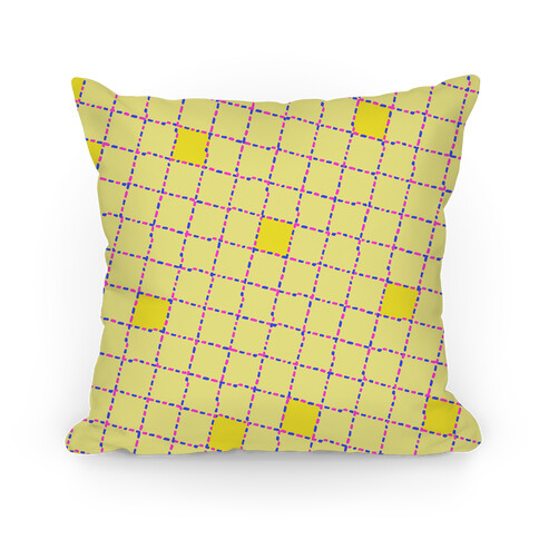 Yellow Dashed Checkers Pattern Pillow