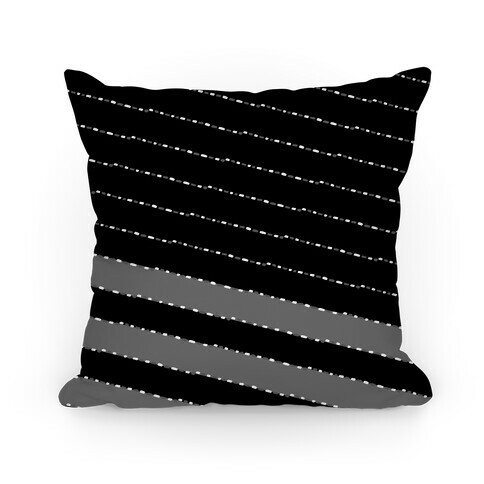 Black and White Diagonal Dashed Stripes Pattern Pillow