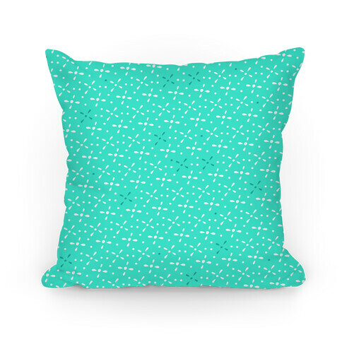 Aqua Abstract Floral Pattern Pillow