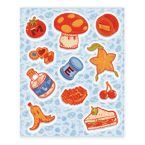Gamer Food Items Stickers and Decal Sheet