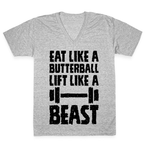 Eat Like A Butterball Lift Like A Beast V-Neck Tee Shirt