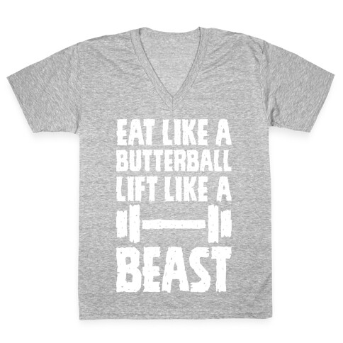 Eat Like A Butterball Lift Like A Beast V-Neck Tee Shirt