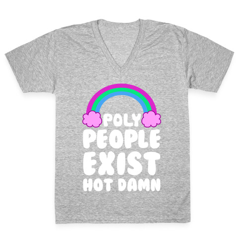 Poly People Exist, Hot Damn (Polysexual) V-Neck Tee Shirt