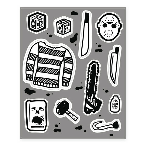 Slasher Slumber Party Horror  Stickers and Decal Sheet