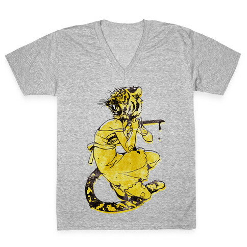 Tiger Woman V-Neck Tee Shirt