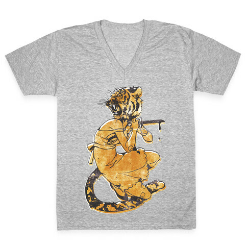 Tiger Woman V-Neck Tee Shirt