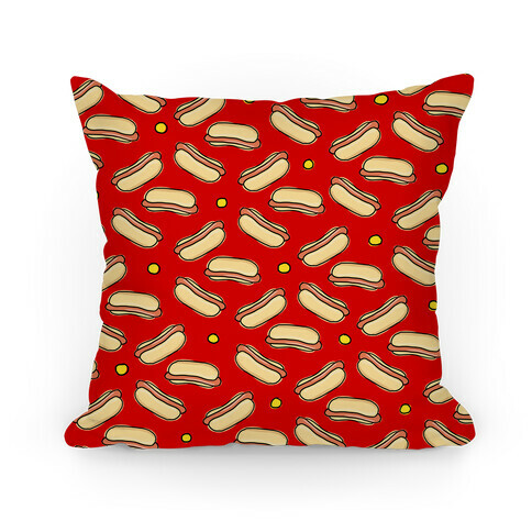 Red Hot Dog Pattern Pillow