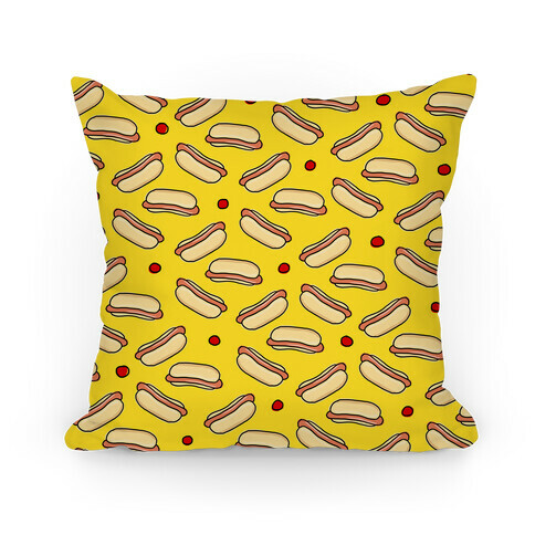 Yellow Hot Dog Pattern Pillow